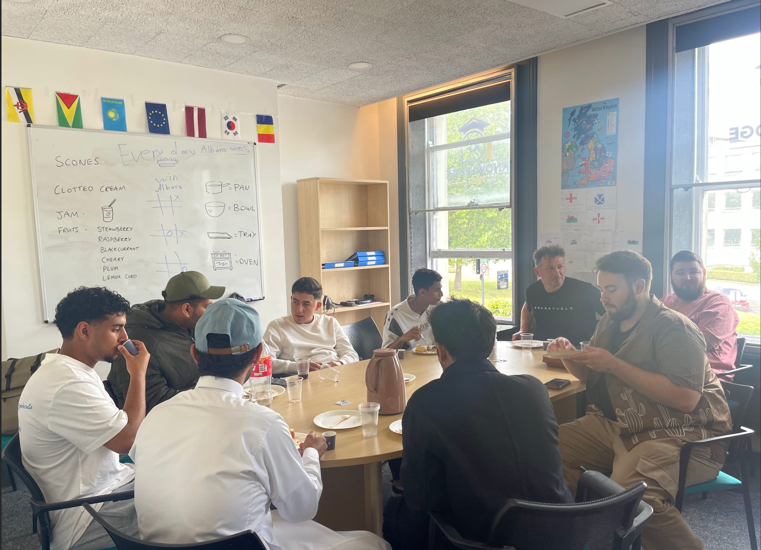 Students in class learning English